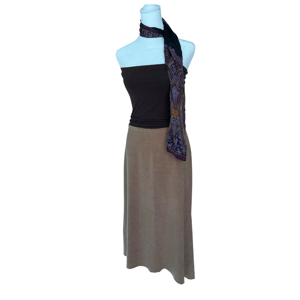 Carven Paris Vintage Neutral Midi Skirt | Asymmetric Hem | Size 3 (90s Y2K)